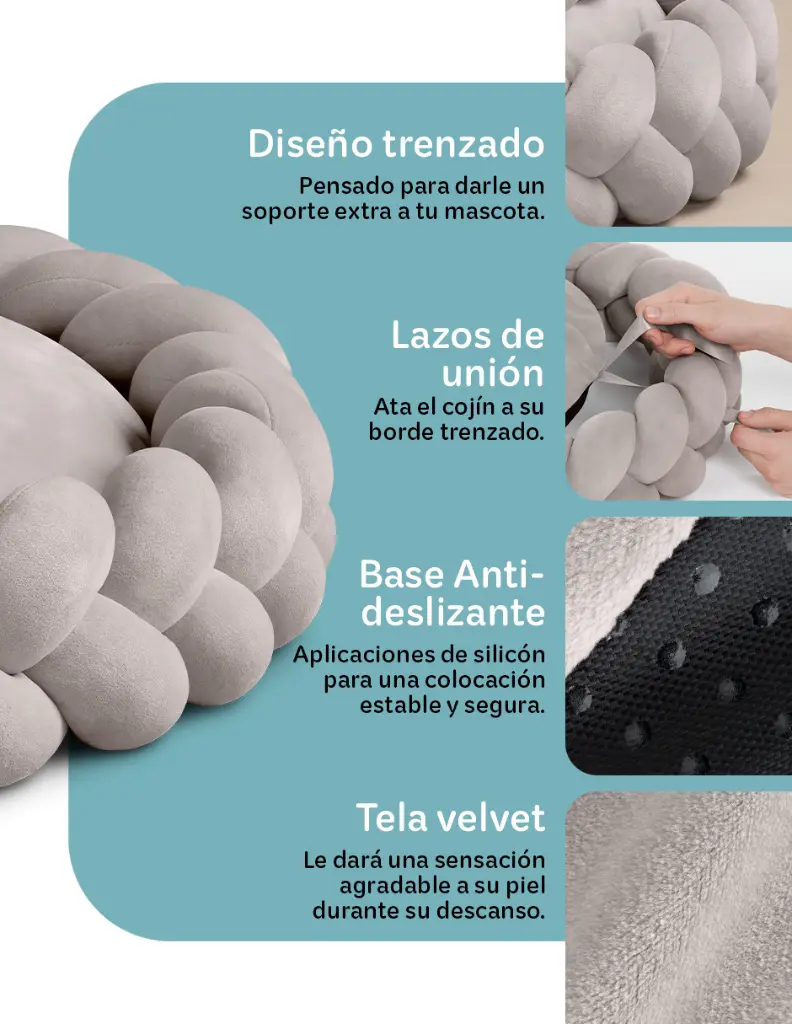 Esquimal-Pets-Cama-Trenzada-Velvet-Beige-Montable-Antideslizante-03.webp