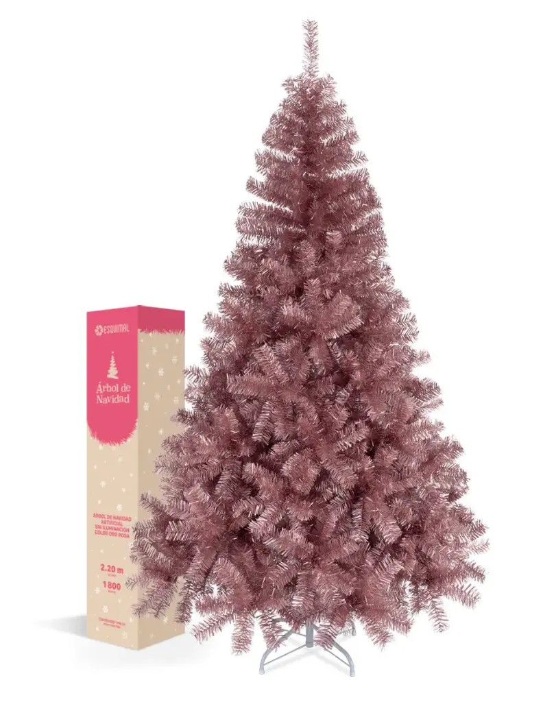 ÁRBOL DE NAVIDAD METÁLICO ROSA FRONDOSO CÓNICO CEDRO DEL HIMALAYA 