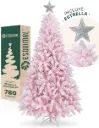 ÁRBOL DE NAVIDAD ROSA NEVADO FORMA CÓNICA CLÁSICO CON ESTRELLA PLATEADA CEDRO DEL HIMALAYA 