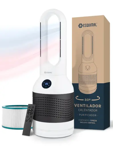 [AM-021JR-2] Ventilador Calentador sin Aspas 3 en 1 de 1200W - Silencioso, Portátil, Oscilación 80° (Blanco - Gris oscuro)