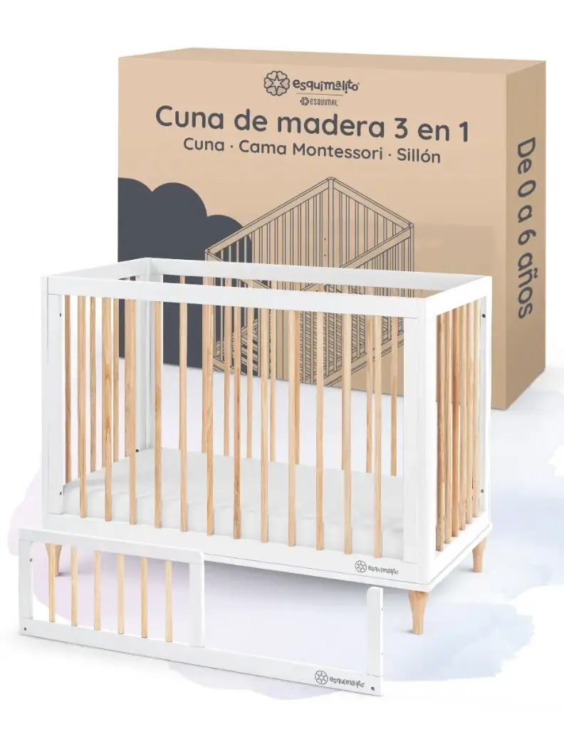 CUNA PARA BEBÉ MULTIFUNCIÓN MADERA DE PINO