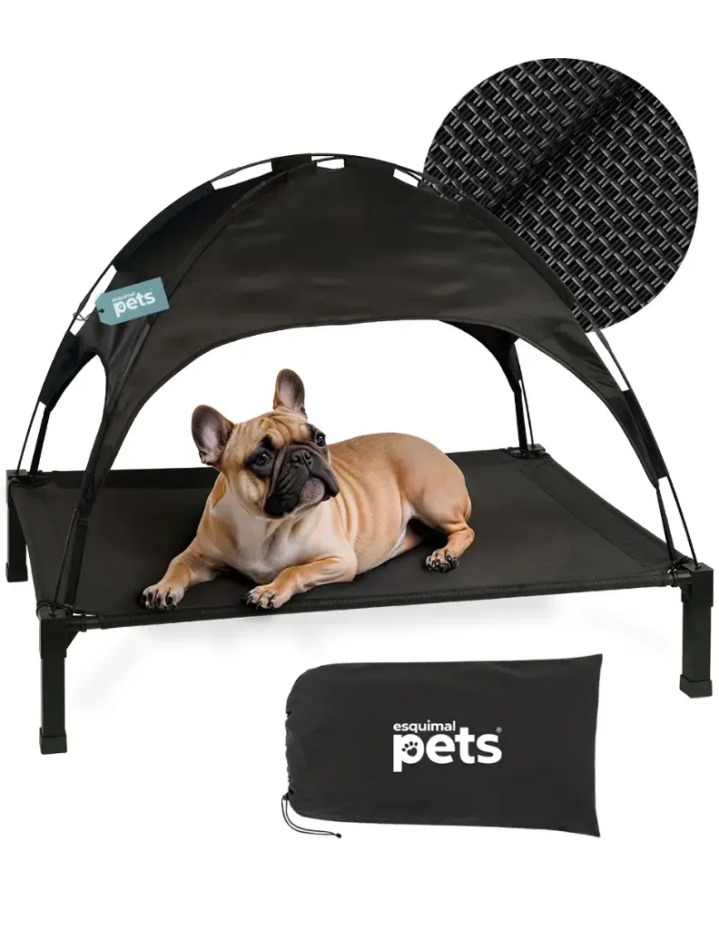 CAMA ELEVADA CON DOMO IMPERMEABLE PARA MASCOTA