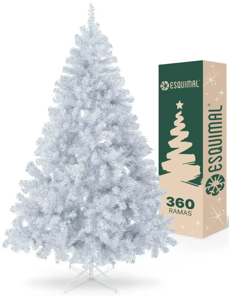 ÁRBOL DE NAVIDAD METÁLICO BLANCO FRONDOSO CÓNICO CEDRO DEL HIMALAYA 