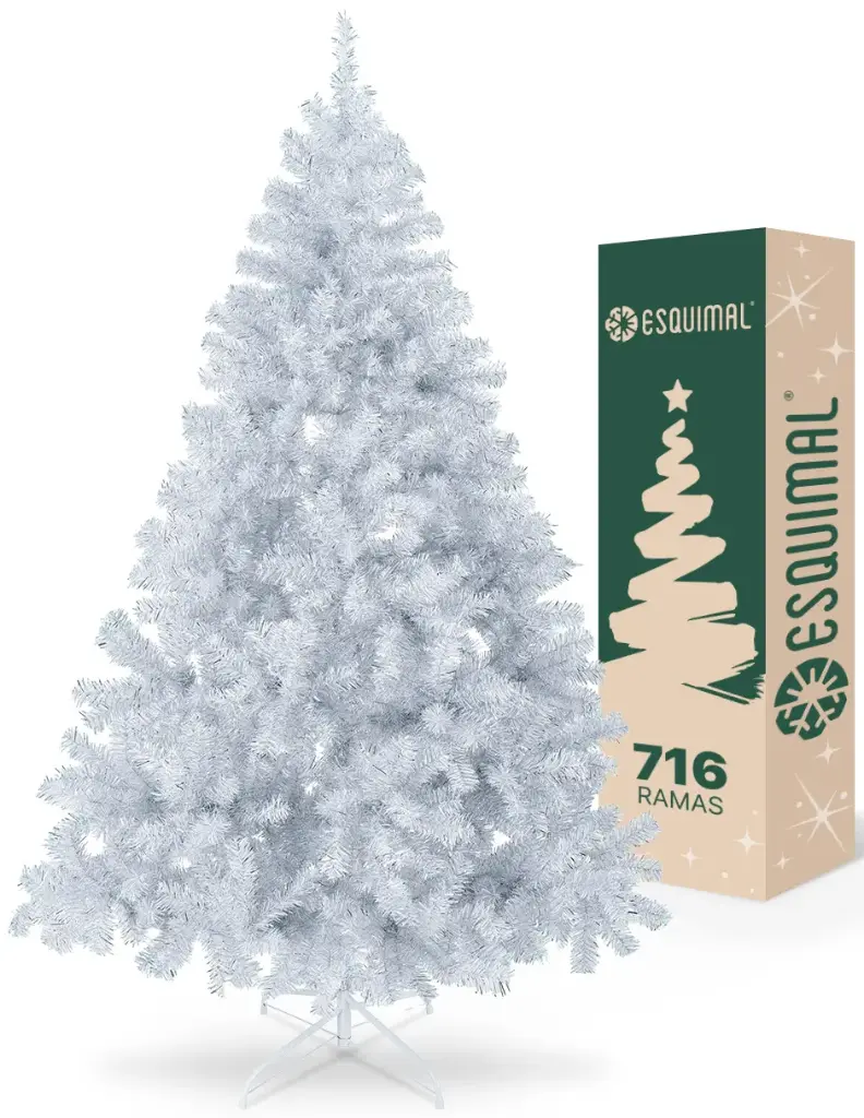 ÁRBOL DE NAVIDAD METÁLICO BLANCO FRONDOSO CÓNICO CEDRO DEL HIMALAYA 