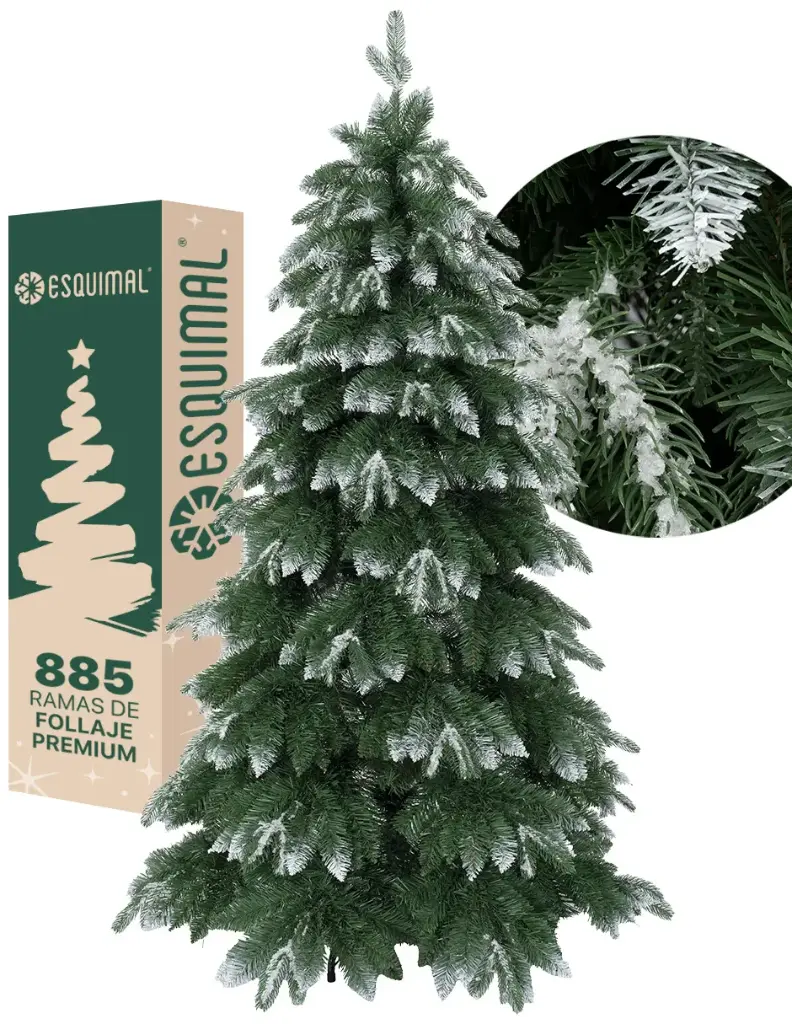 ÁRBOL DE NAVIDAD VERDE CON PUNTAS CURVAS NEVADAS CEDRO DEL HIMALAYA