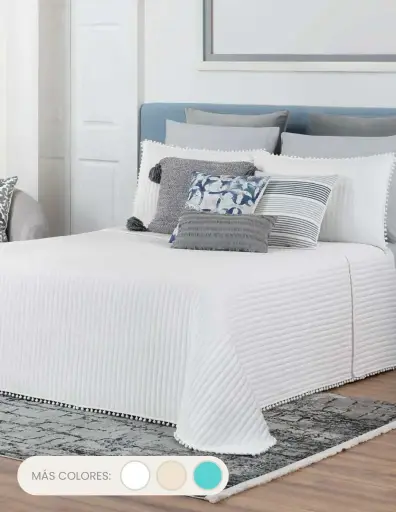 SET DE EDREDÓN POMPONES DECORATIVOS