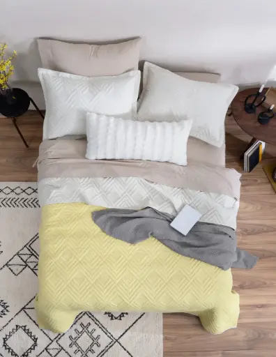 100% POLIESTER PINSONIC EDREDÓN SET (edredón funda de almohada) teñido (esq) DHARA