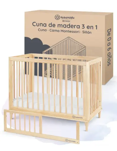 CUNA PARA BEBÉ MULTIFUNCIÓN MADERA DE PINO