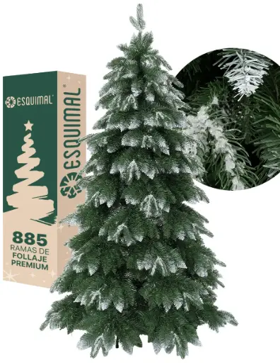 ÁRBOL DE NAVIDAD VERDE CON PUNTAS CURVAS NEVADAS CEDRO DEL HIMALAYA