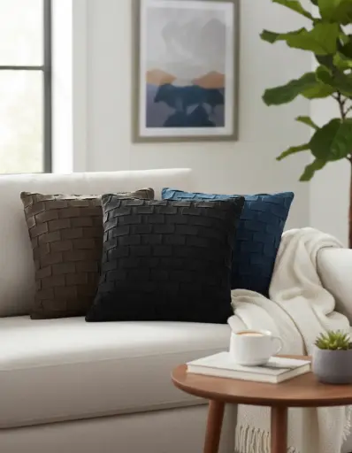 [0709015428] COJÍN GAMUZA PLISADO